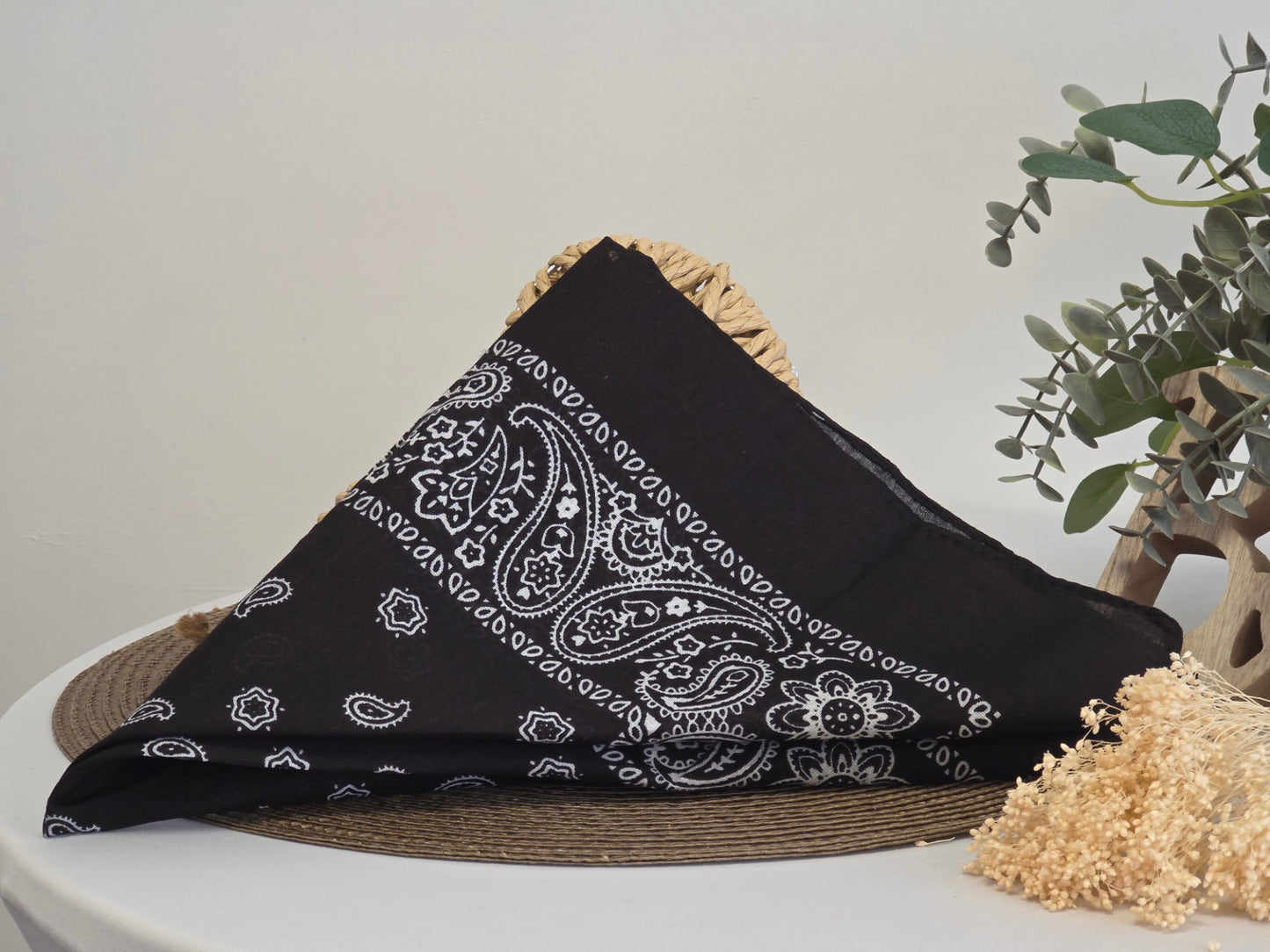 Black Printed Bandana