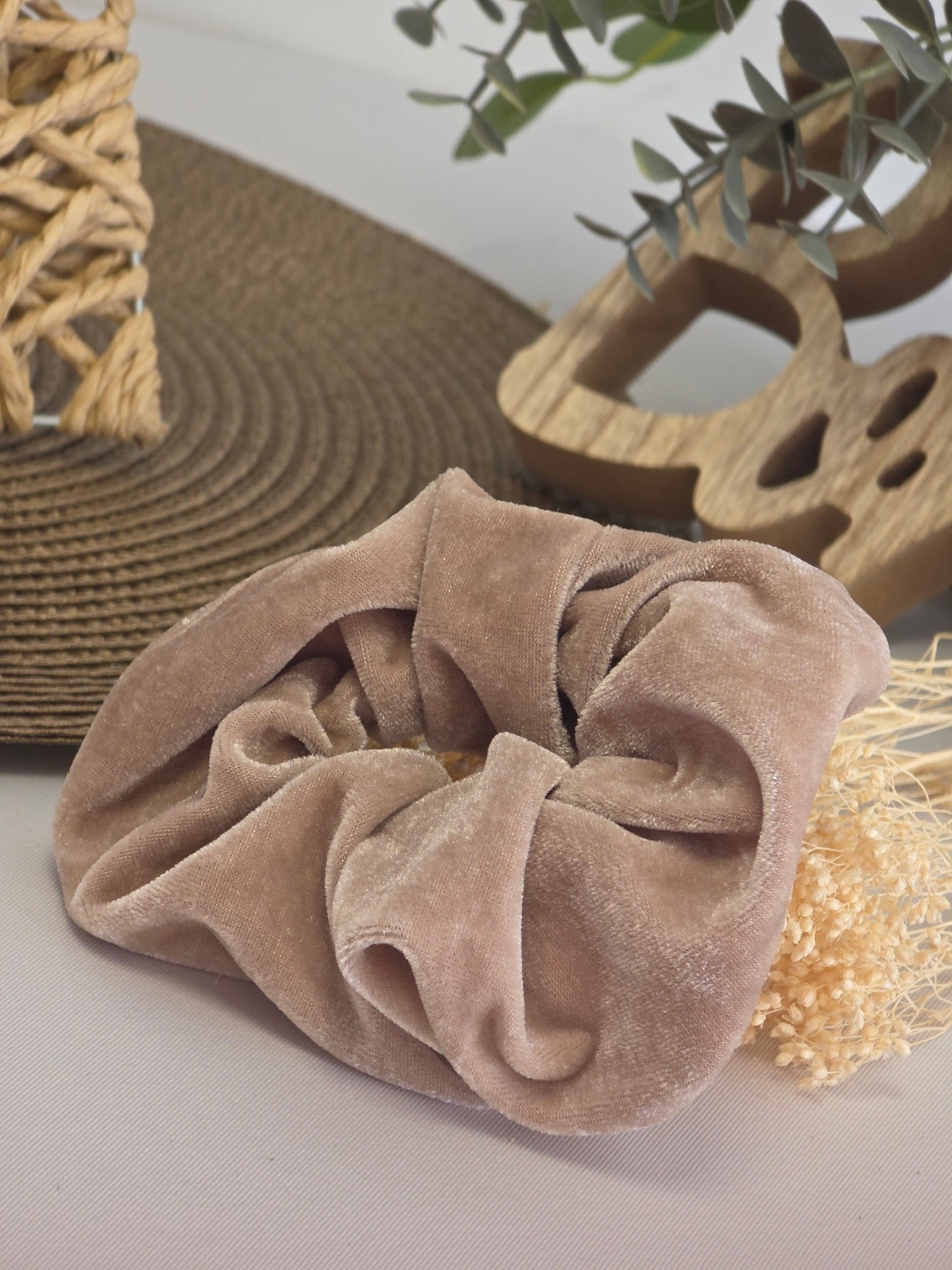 Chouchou en Velours Beige