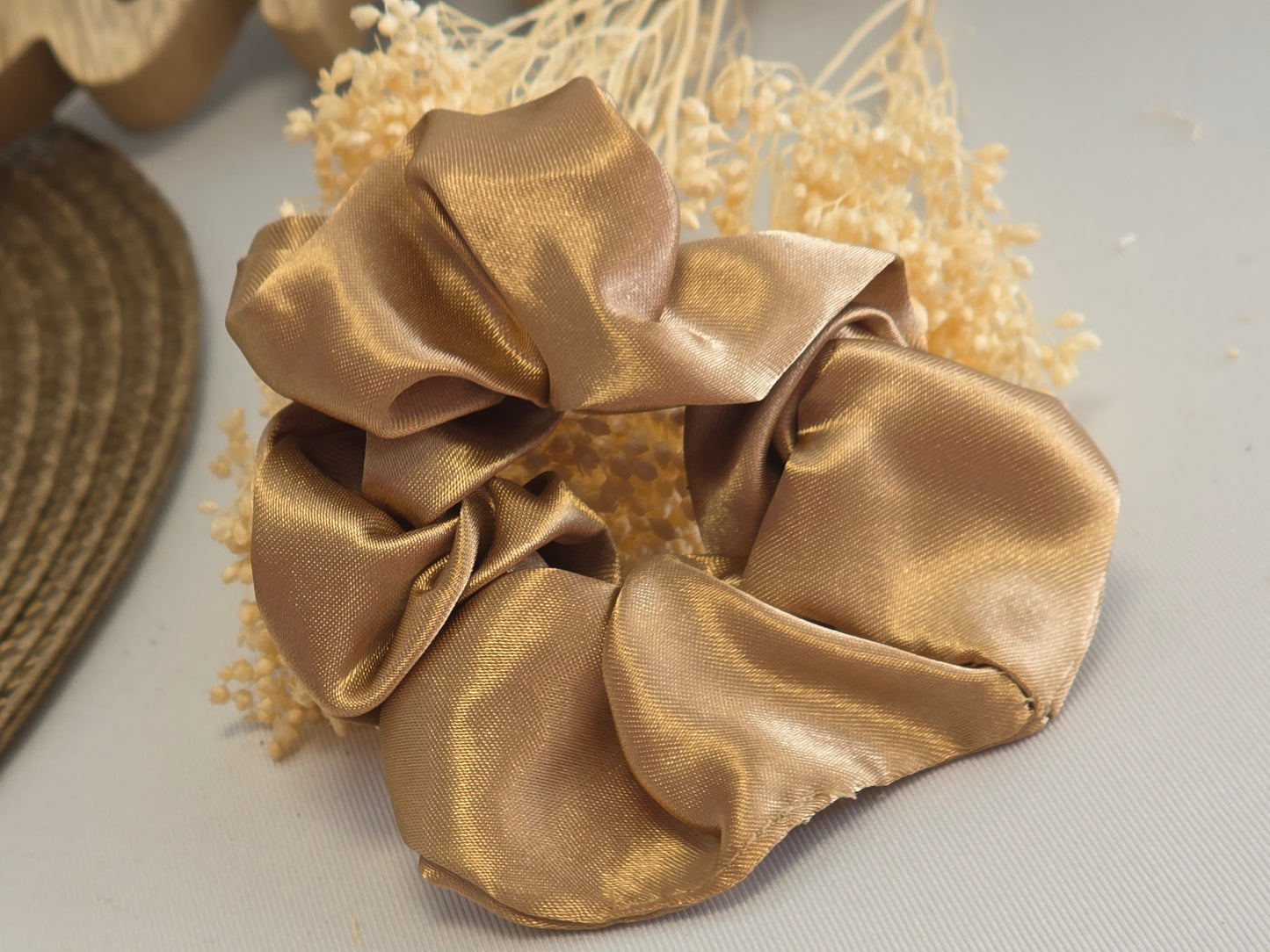 Chouchou satiné Doré Cuivré