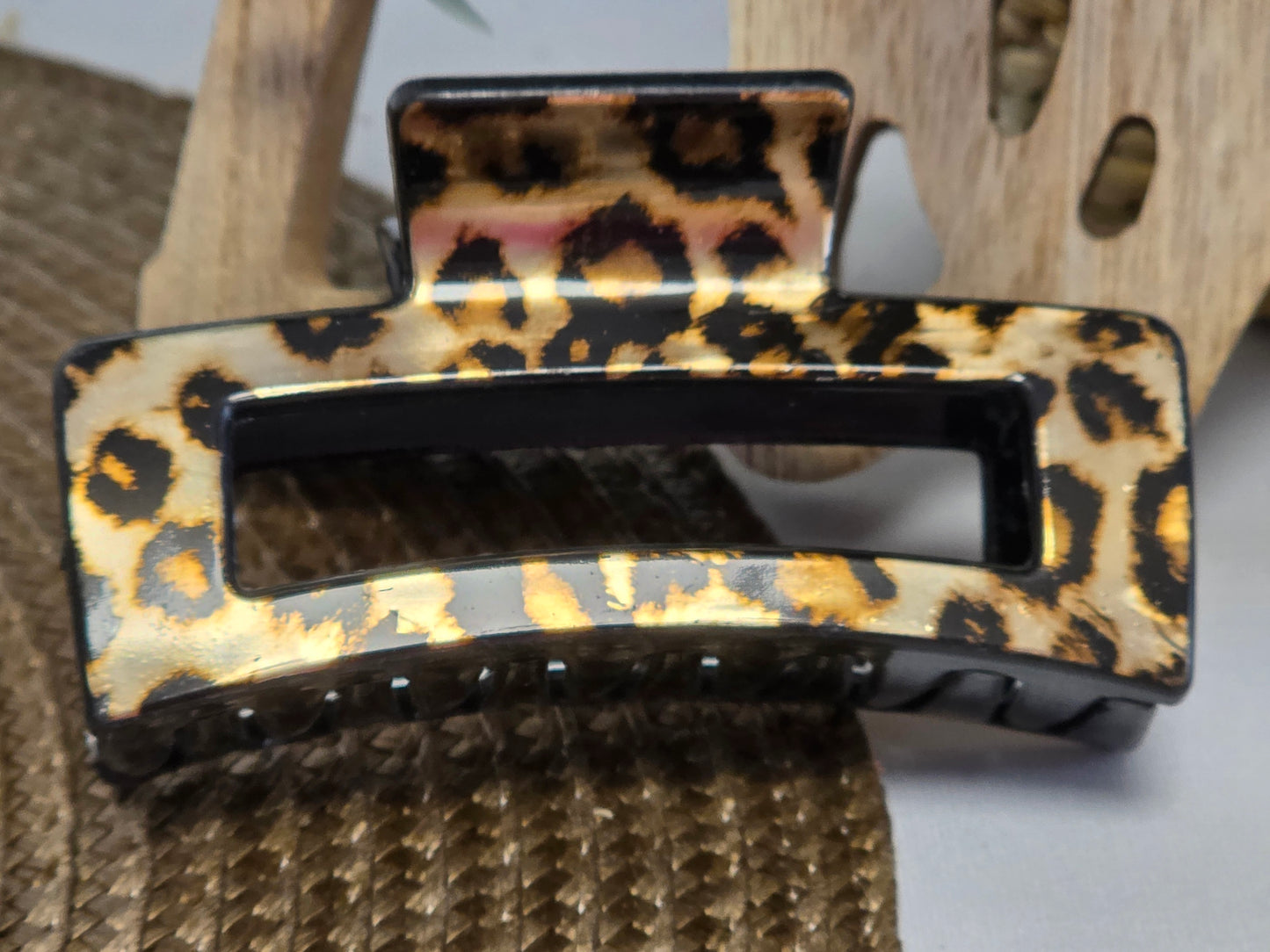 Pince à Cheveux Skincard Doré Léopard