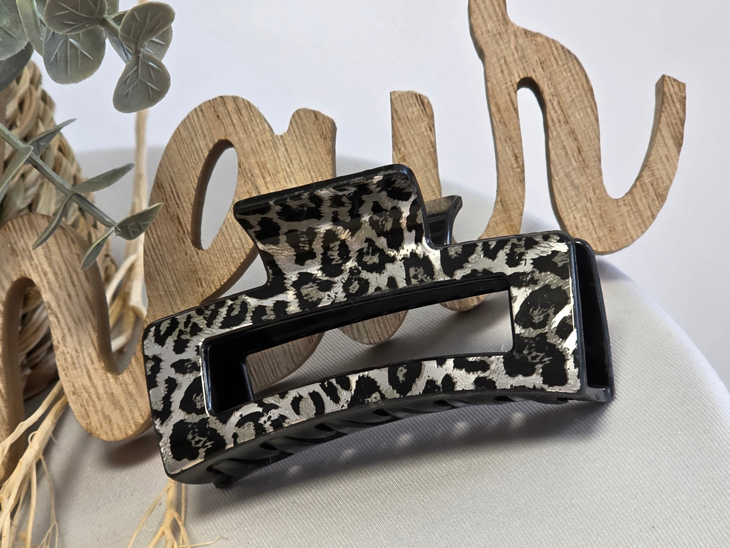 Pince à Cheveux Skincard Noir Léopard
