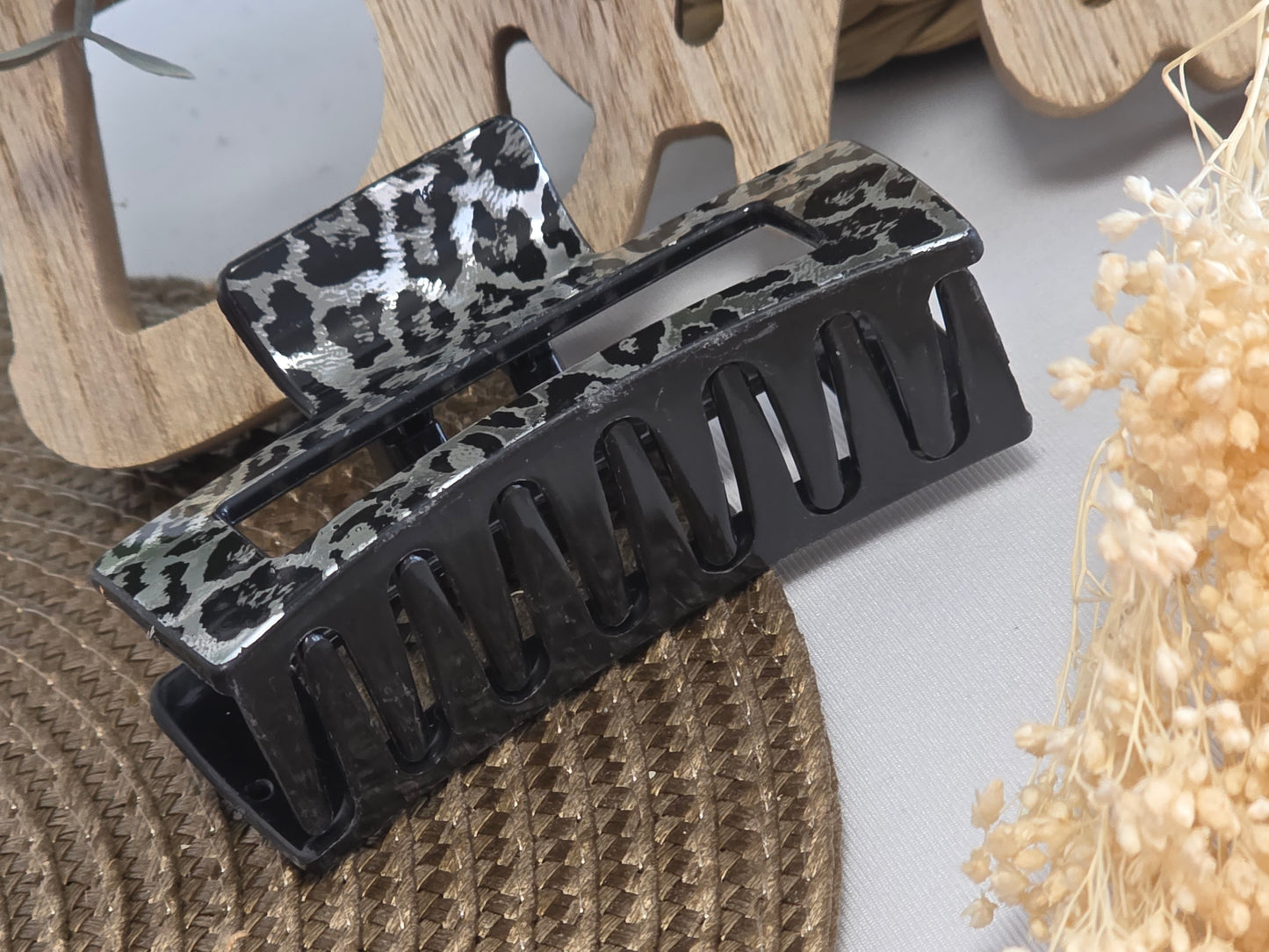 Pince à Cheveux Skincard Noir Léopard