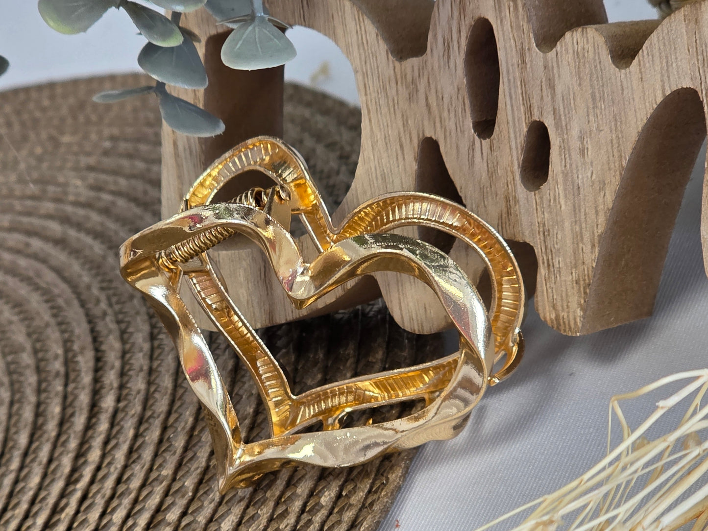 Pince à Cheveux Cœur Doré