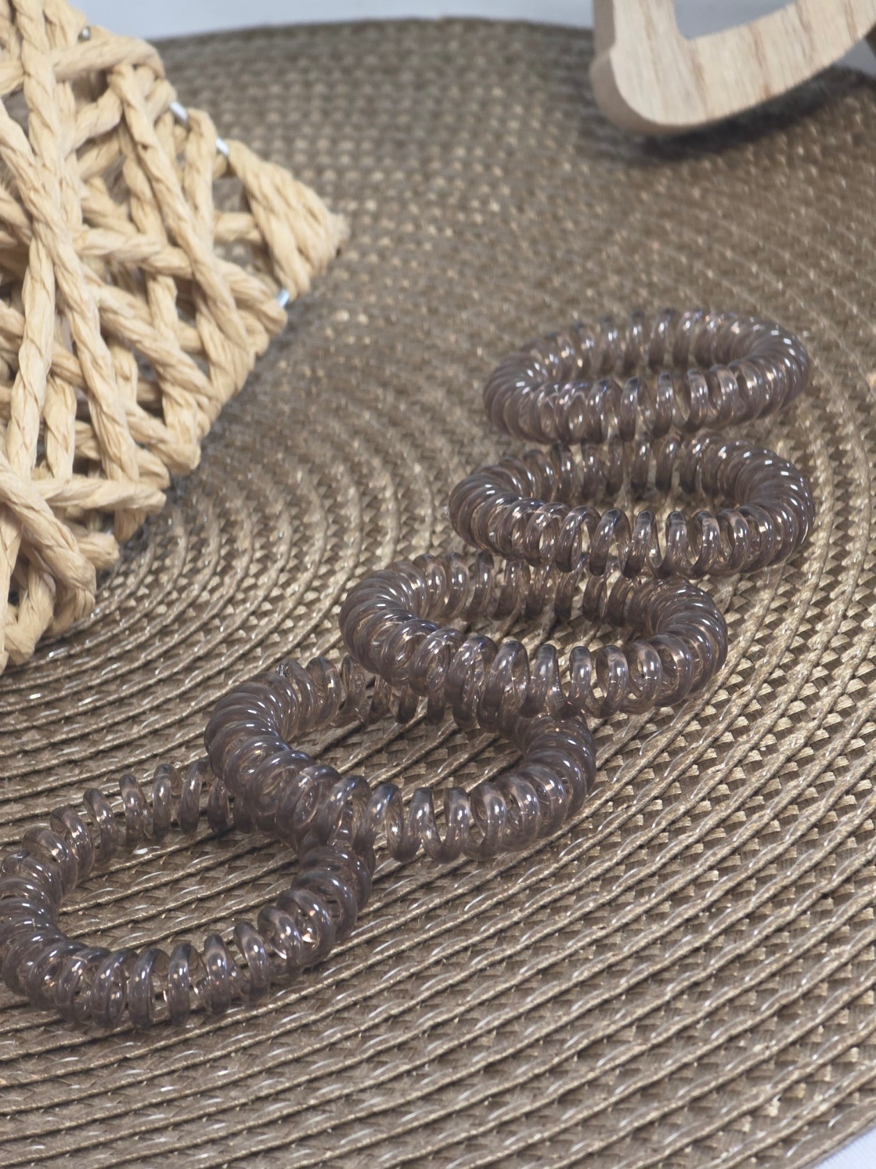 Les Elastiques Spirales - Lots de 5 Elastiques Marron Transparent