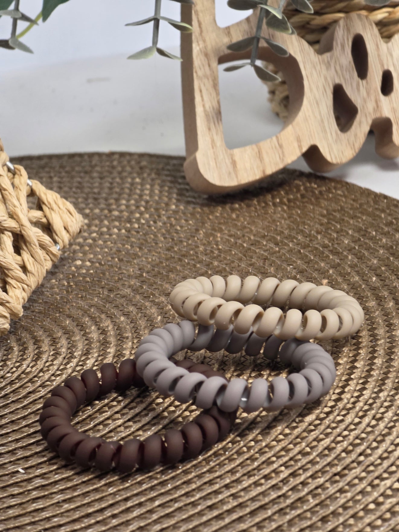 Les Elastiques Spirales - Lots de 3 Elastiques Marron Violine Beige