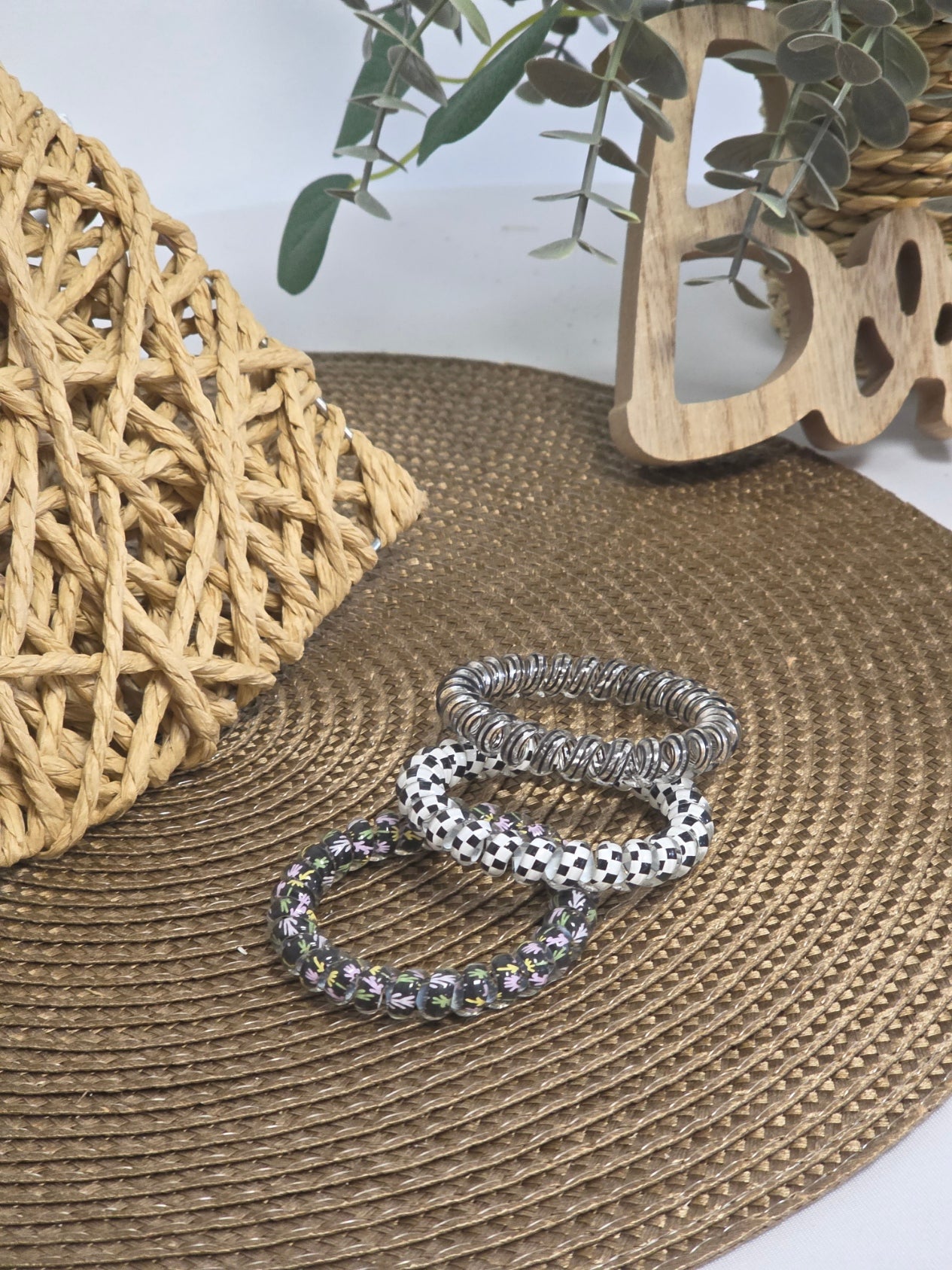 Les Elastiques Spirales - Lots de 3 Elastiques Noir à Motif