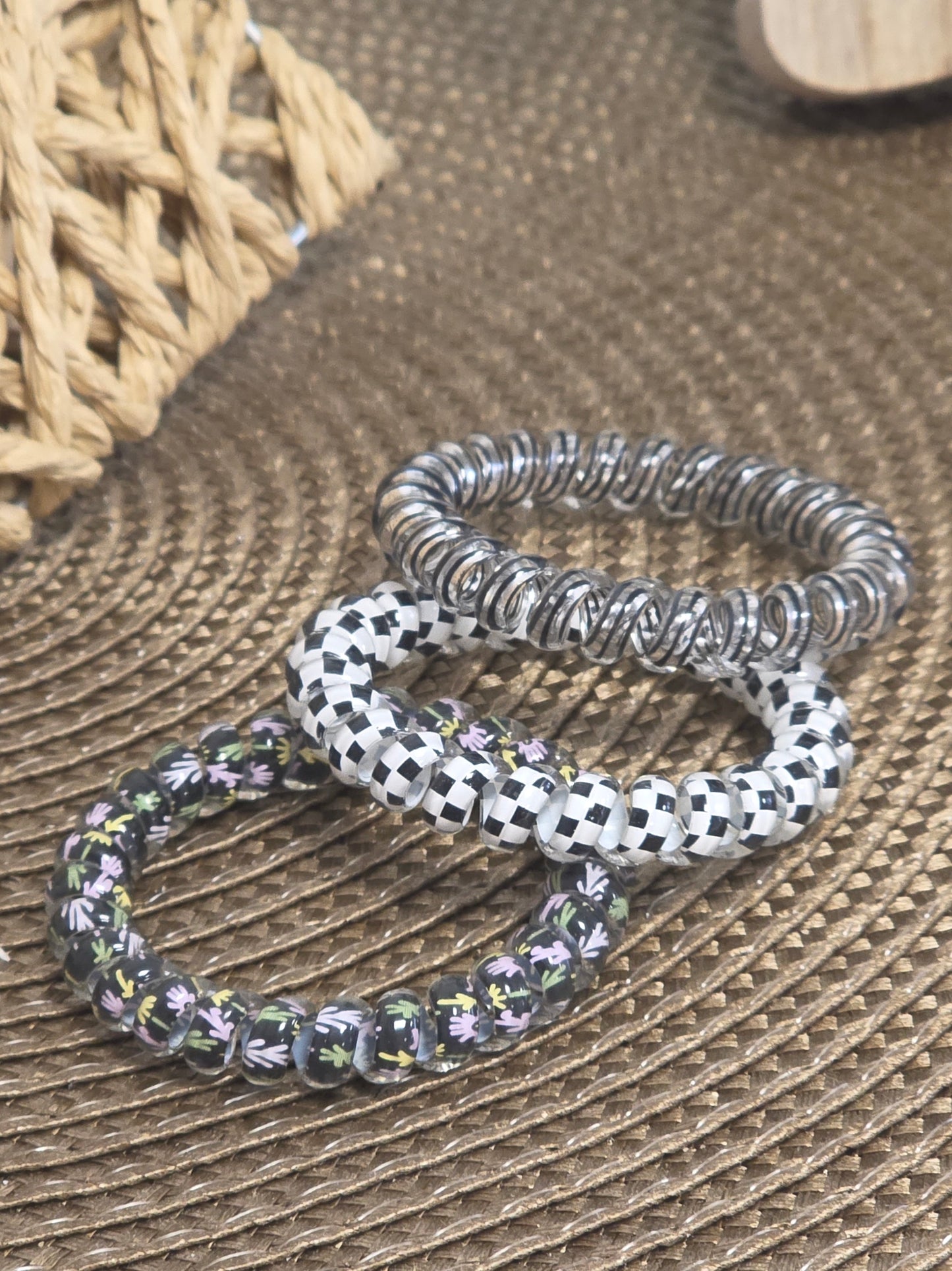 Les Elastiques Spirales - Lots de 3 Elastiques Noir à Motif