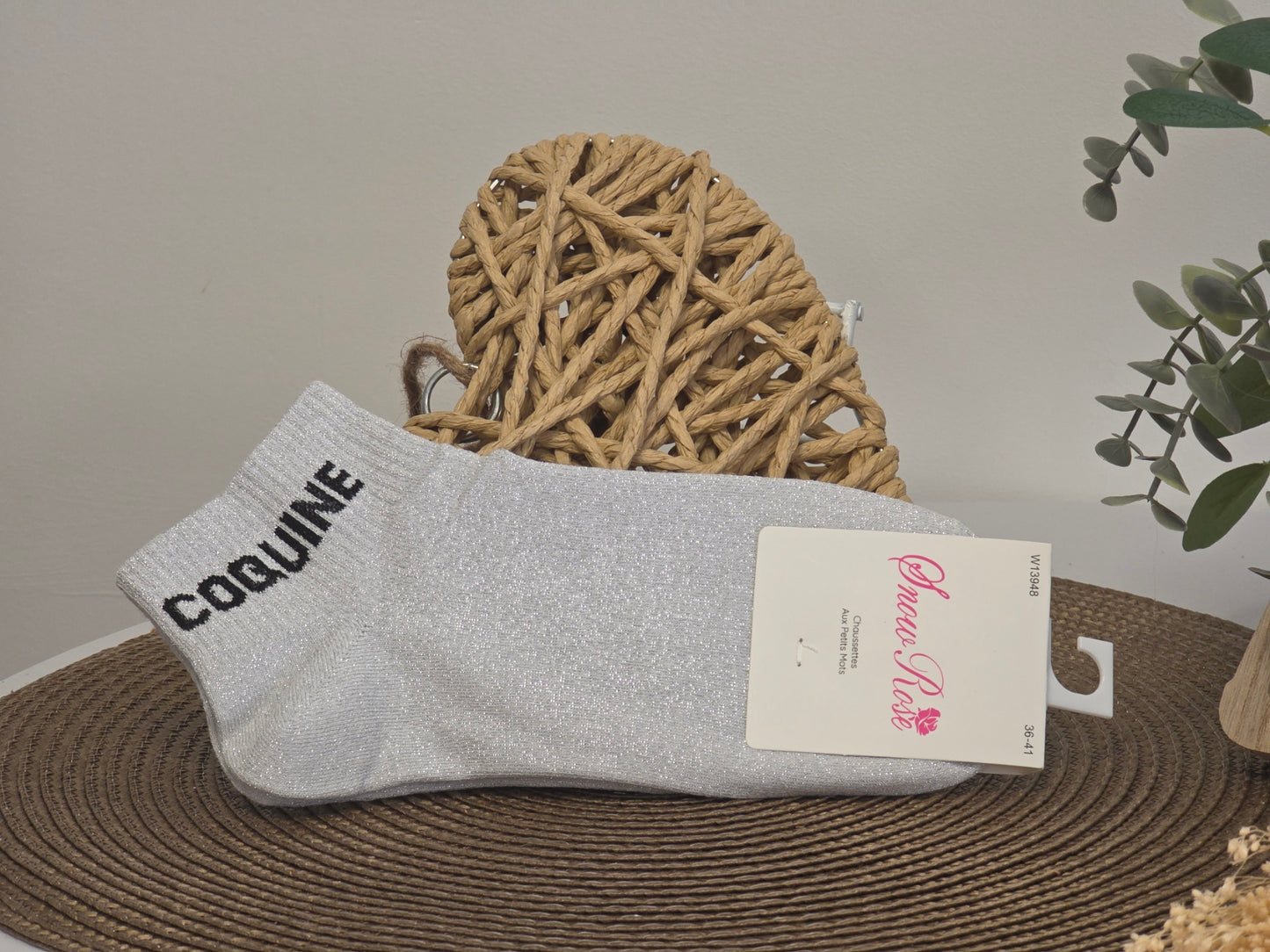 COQUINE - Socquette à Paillette Gris Clair