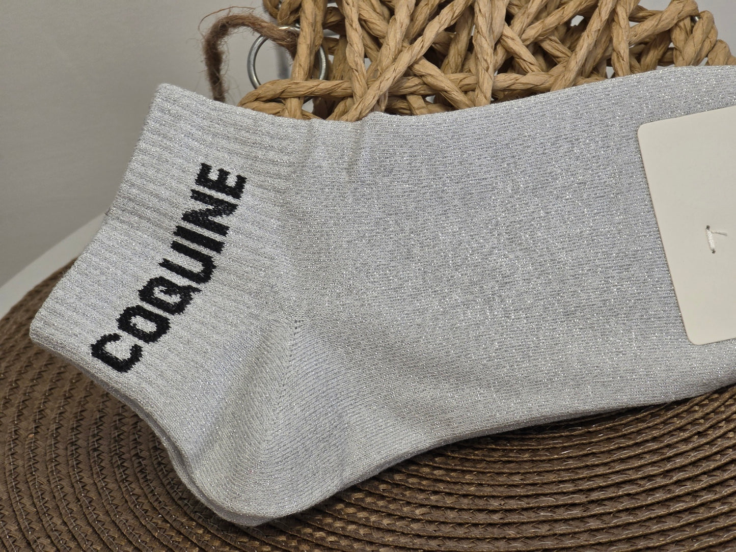 COQUINE - Socquette à Paillette Gris Clair