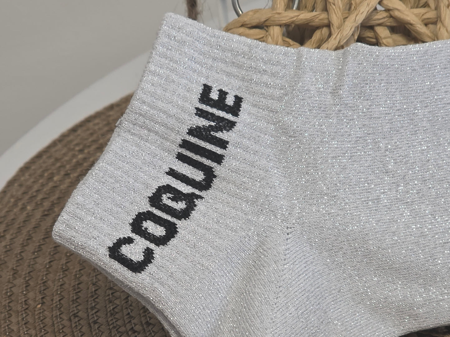 COQUINE - Socquette à Paillette Gris Clair