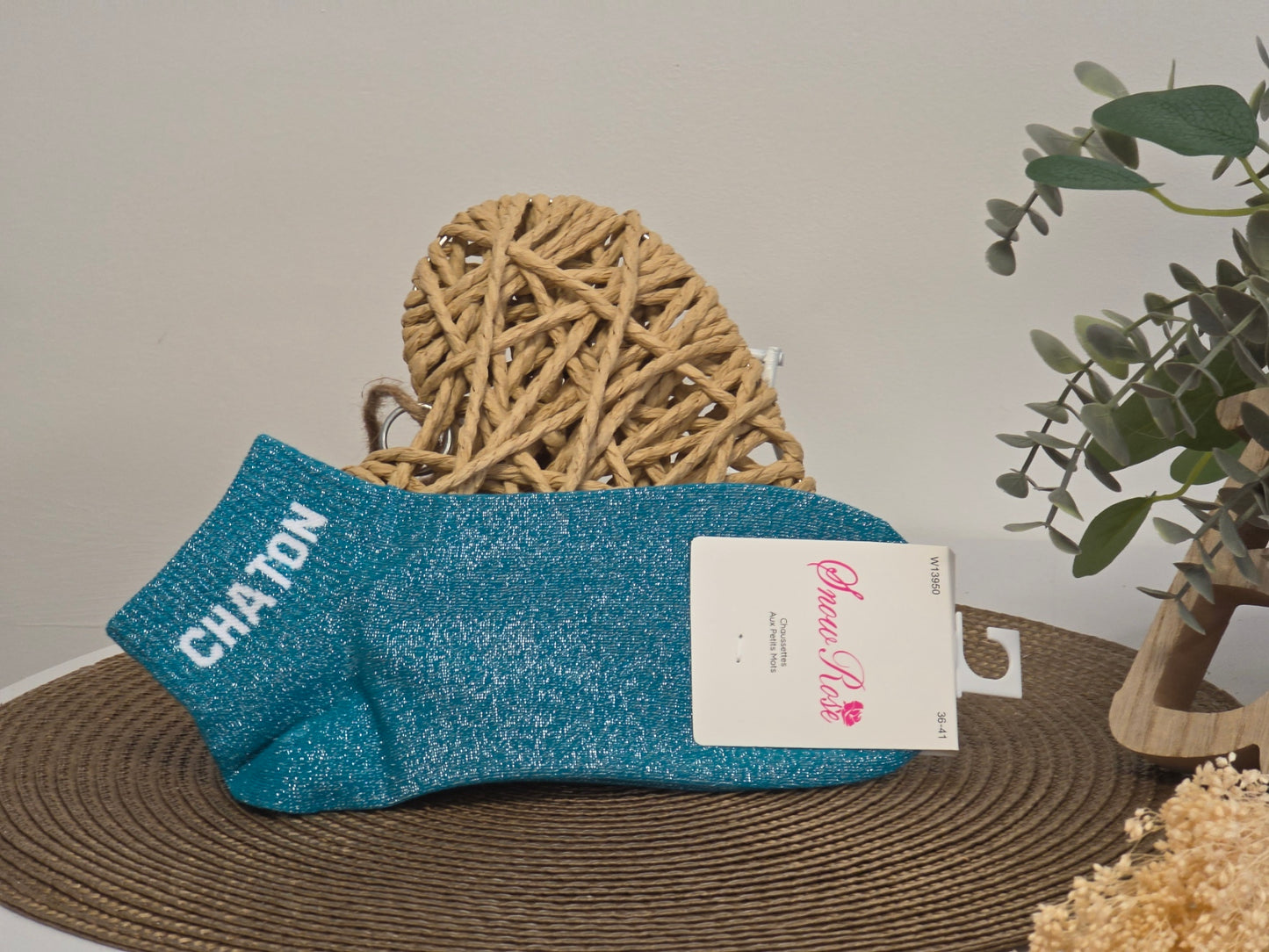 CHATON - Socquette à Paillette Bleu Canard