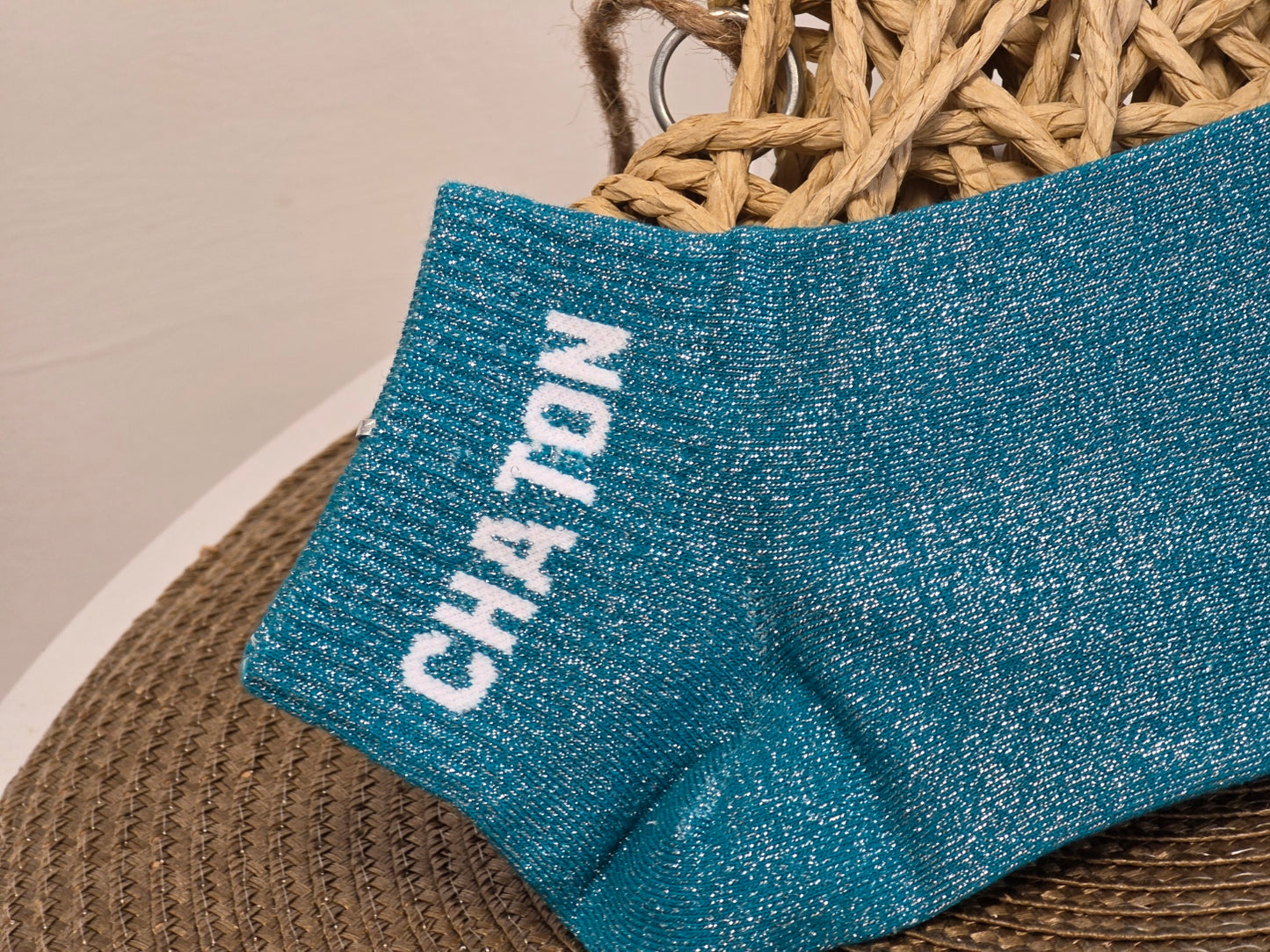 CHATON - Socquette à Paillette Bleu Canard