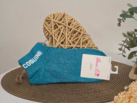 COQUINE - Socquette à Paillette Bleu Canard