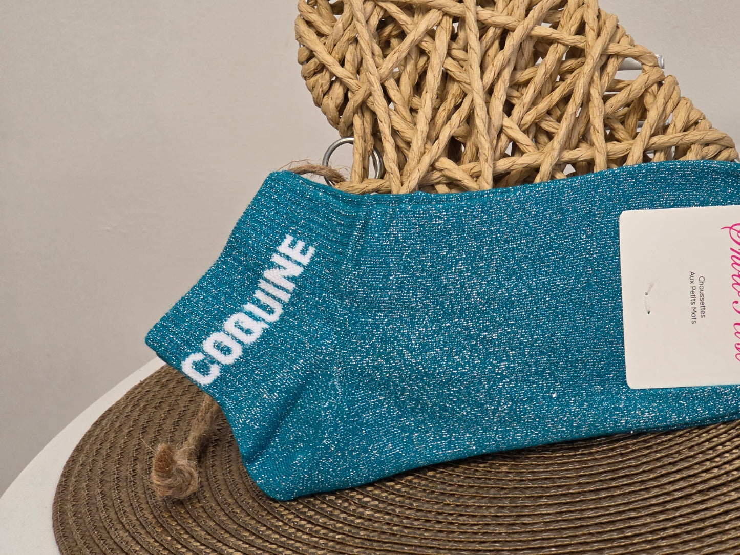 COQUINE - Socquette à Paillette Bleu Canard