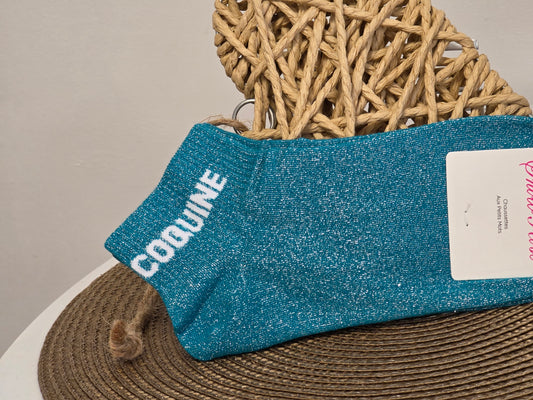 COQUINE - Socquette à Paillette Bleu Canard