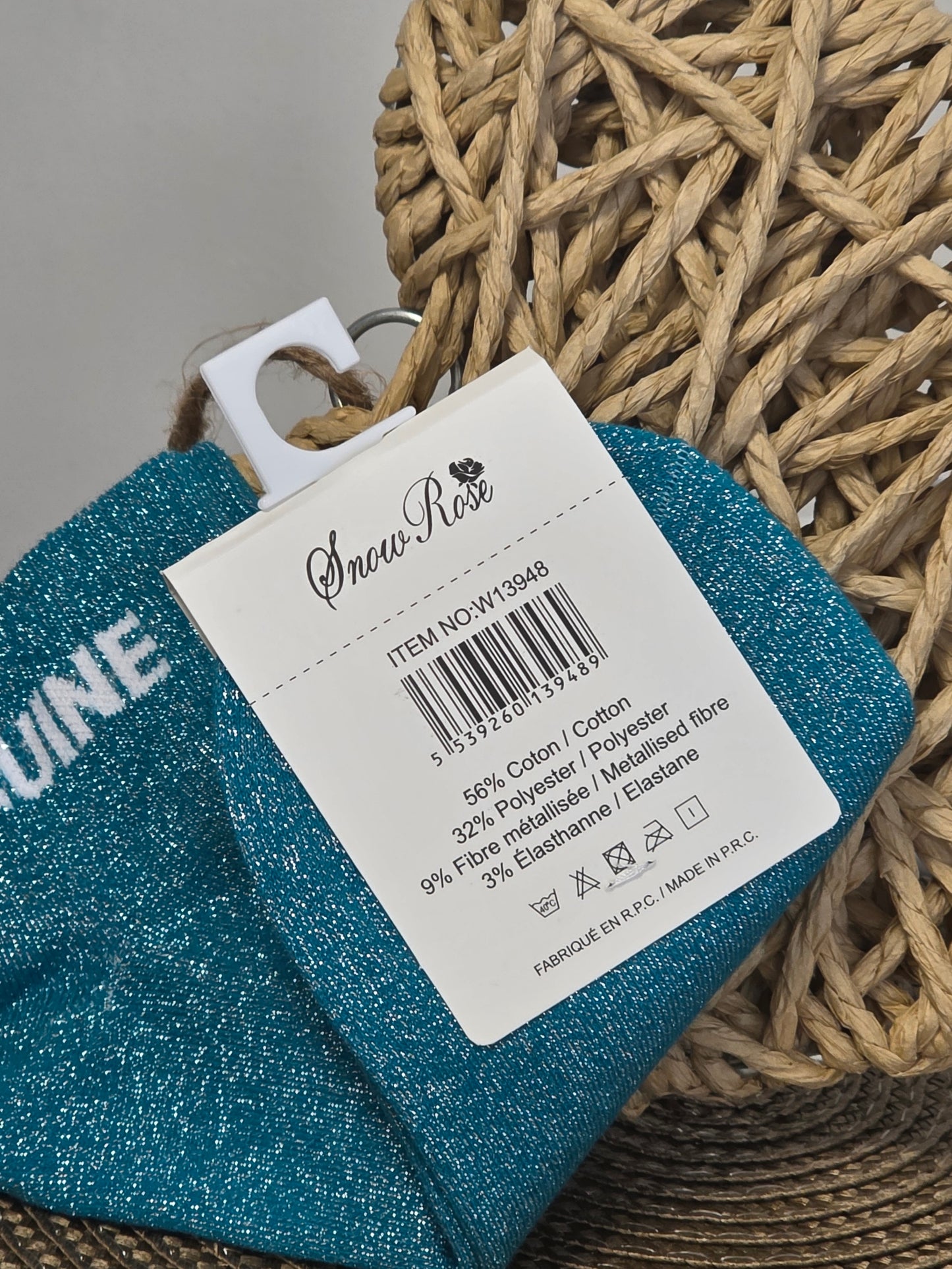 COQUINE - Socquette à Paillette Bleu Canard