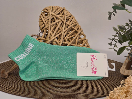 COQUINE - Socquette à Paillette Vert