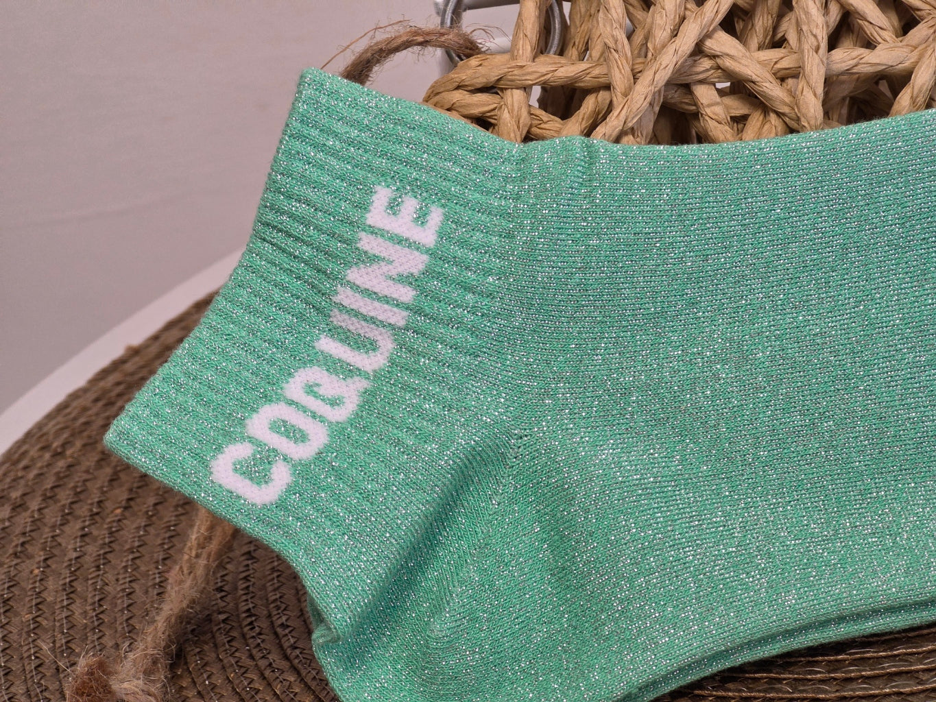 COQUINE - Socquette à Paillette Vert
