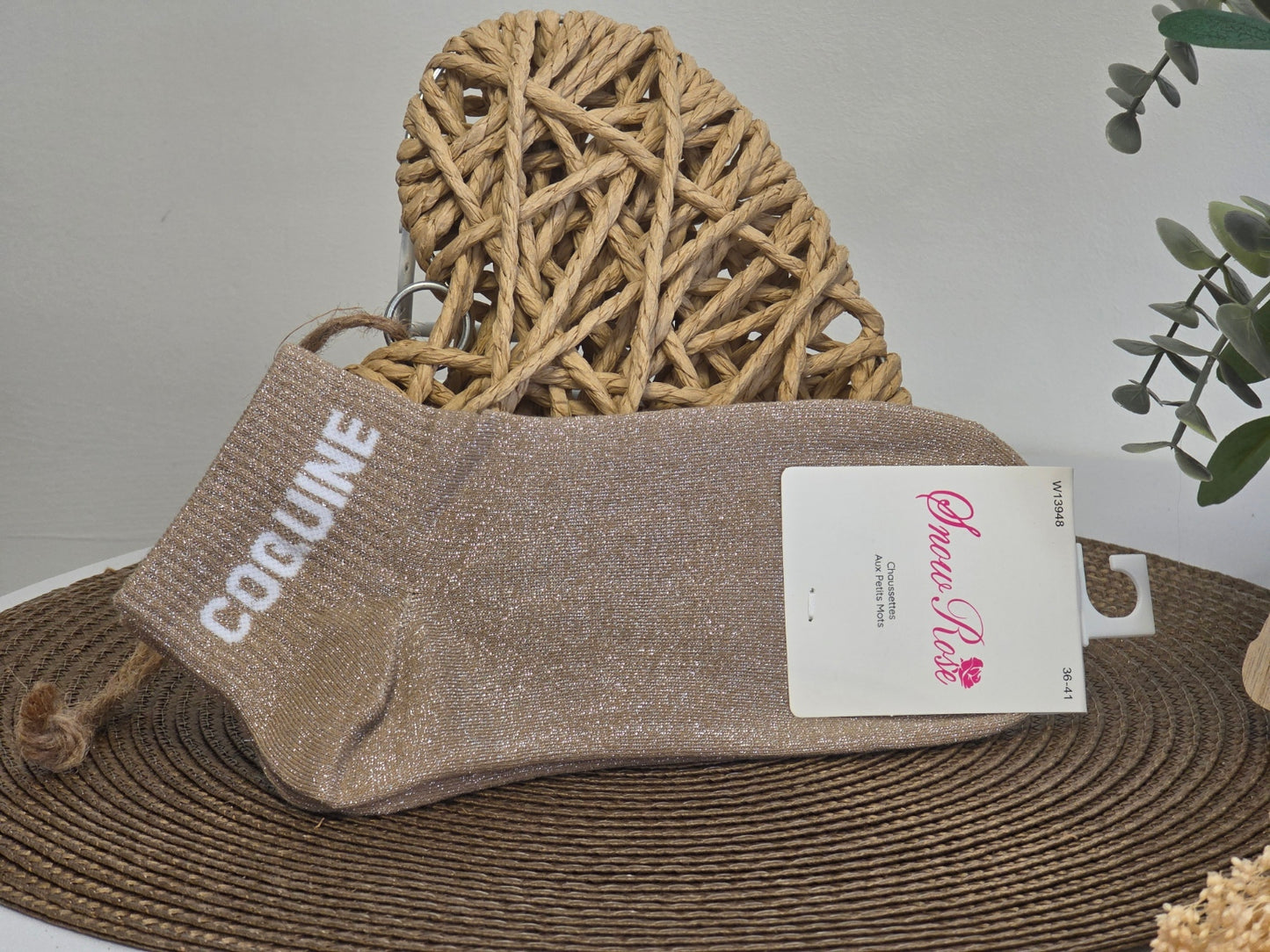 COQUINE - Socquette à Paillette Taupe