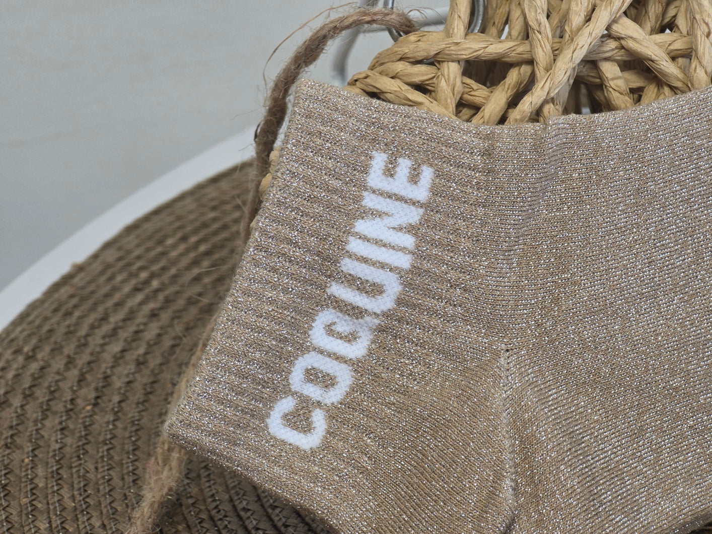 COQUINE - Socquette à Paillette Taupe