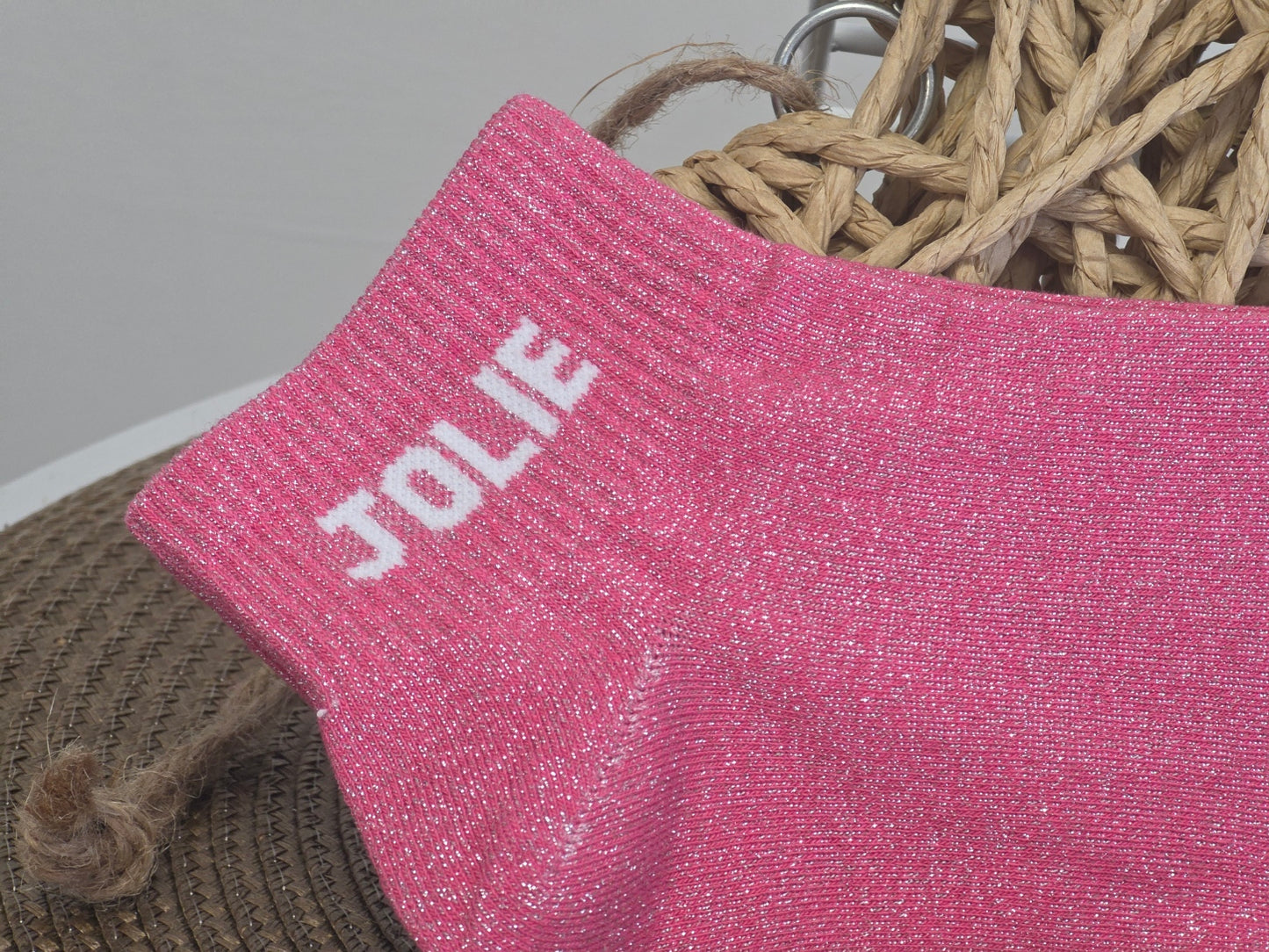 JOLIE - Socquette à Paillette Rose