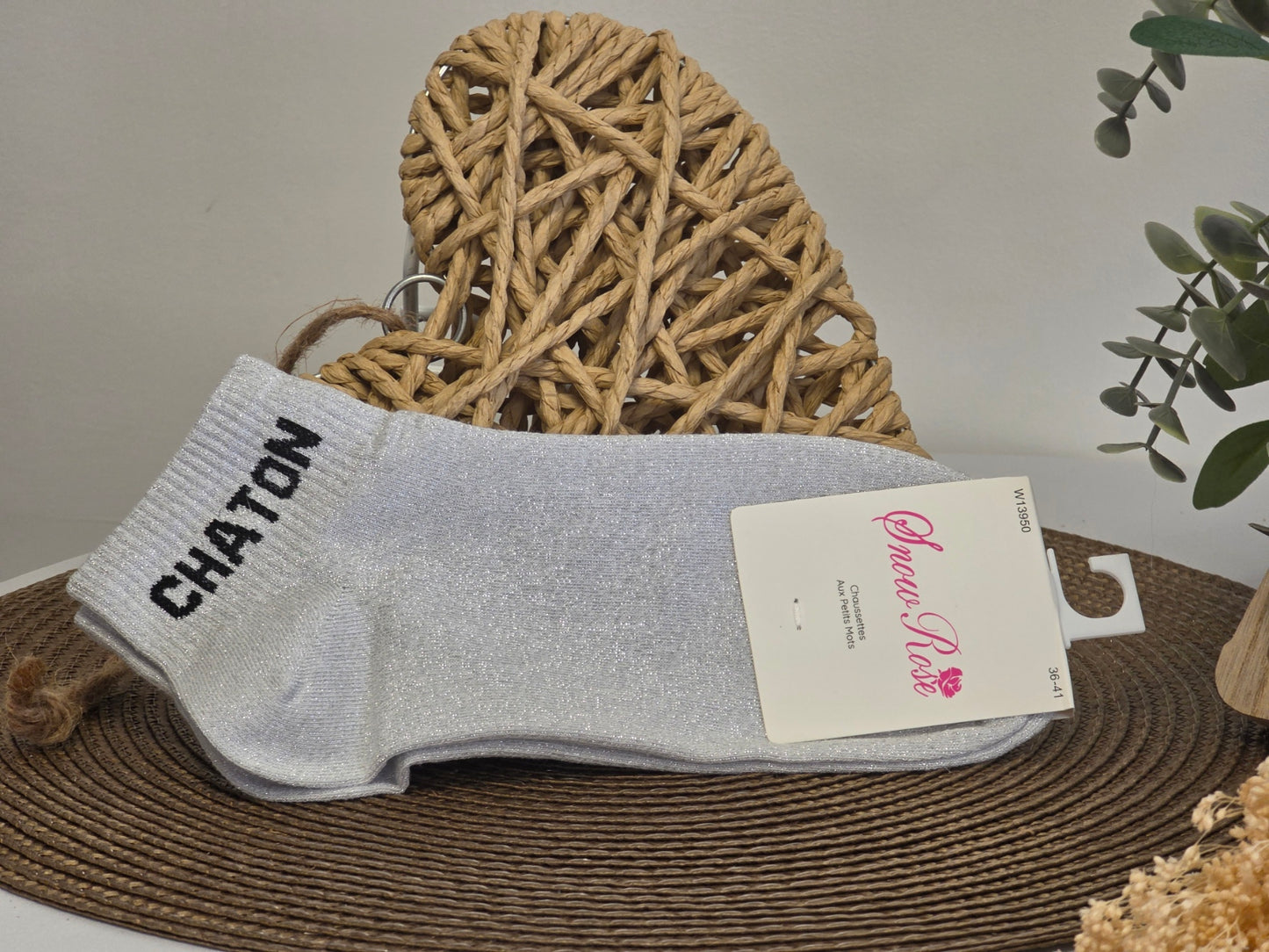 CHATON - Socquette à Paillette Gris Clair