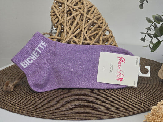 BICHETTE - Socquette Pailletée Violette