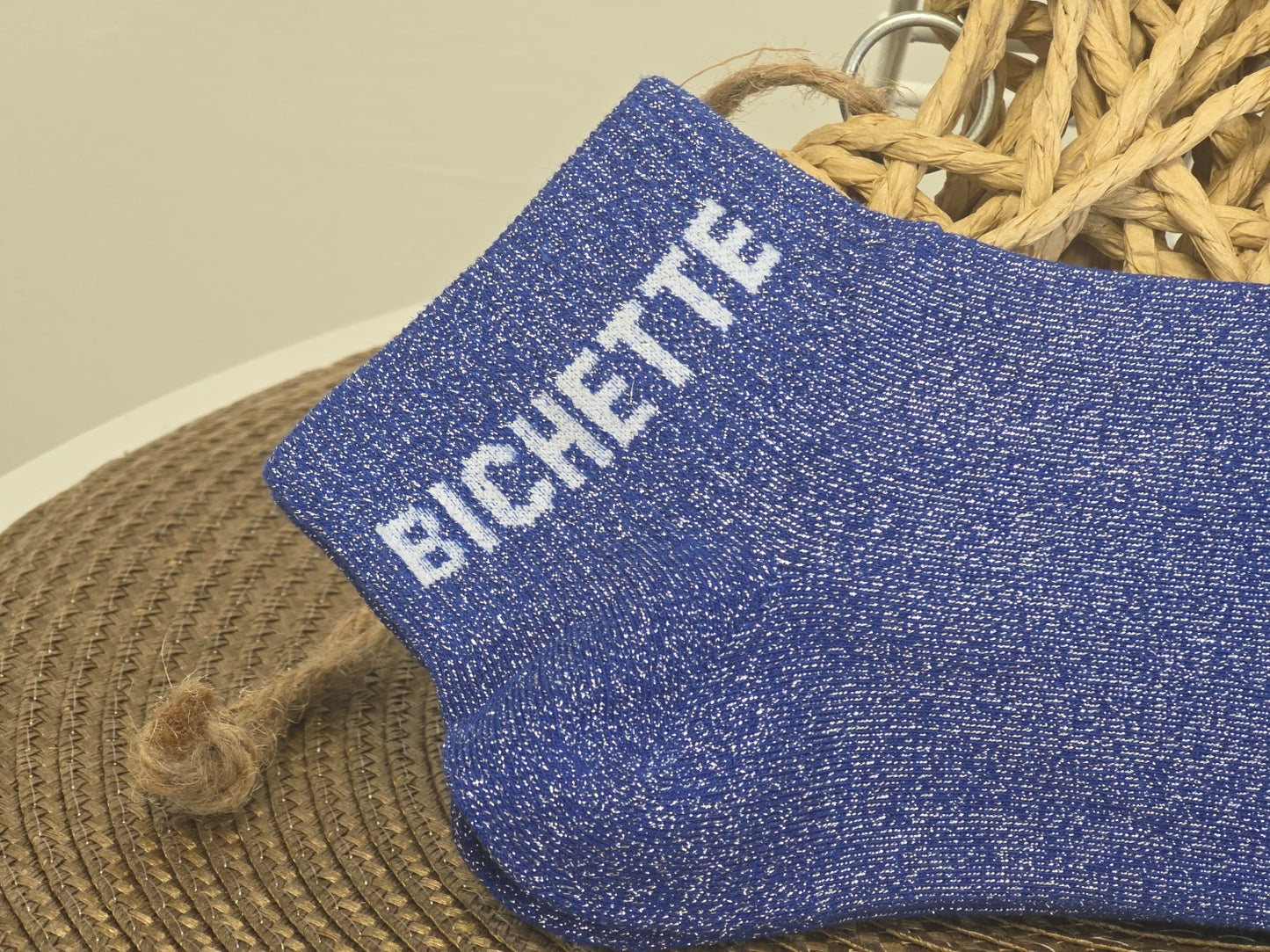 BICHETTE - Royal Blue Sequined Ankle Socks