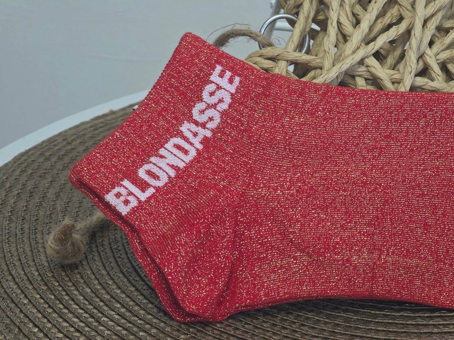 BLONDASSE - Socquette à Paillette Rouge