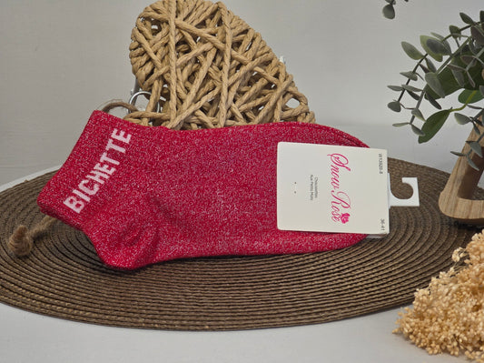 BICHETTE - Socquette à Paillette Rouge