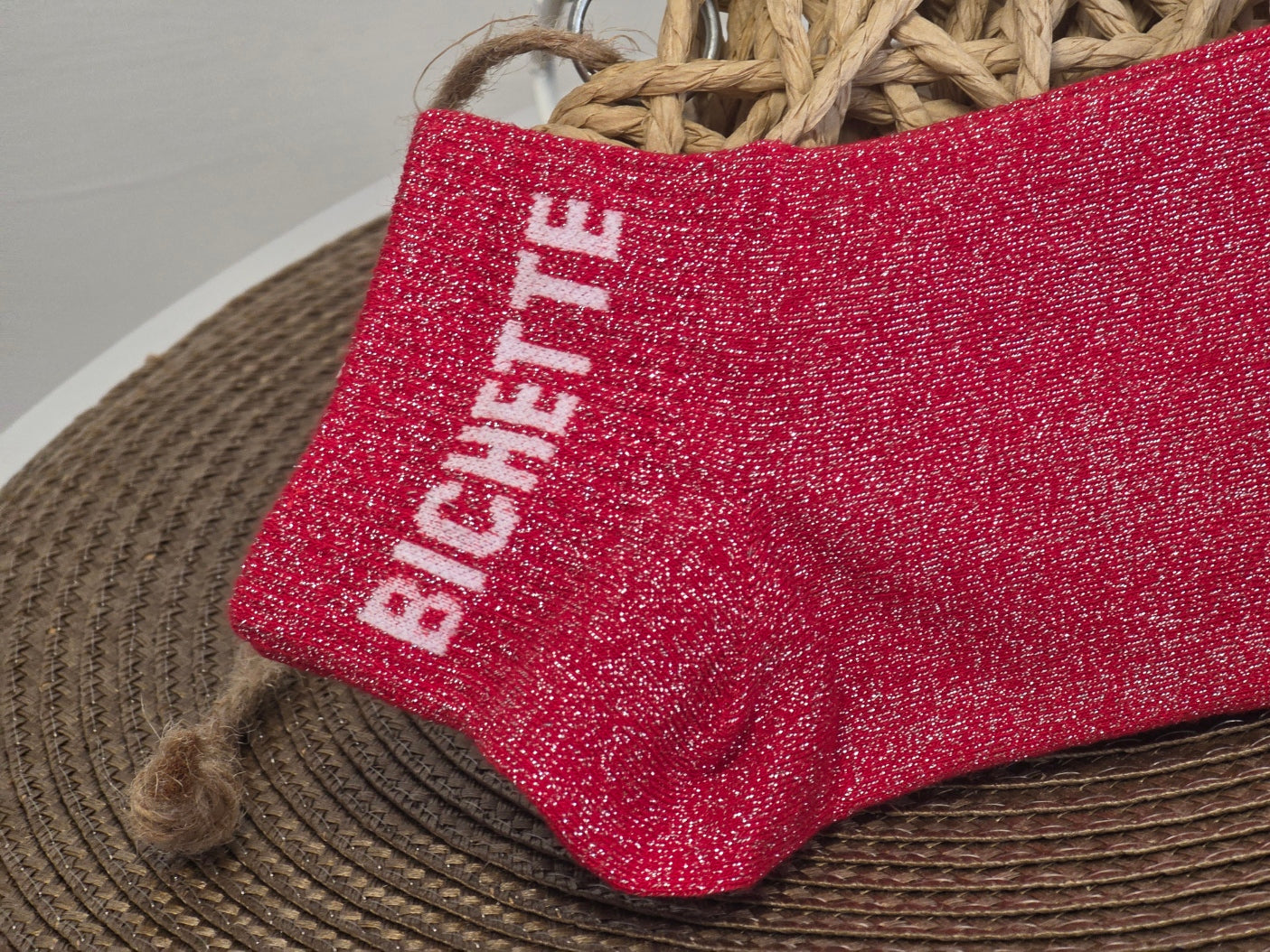 BICHETTE - Red Sequined Sock