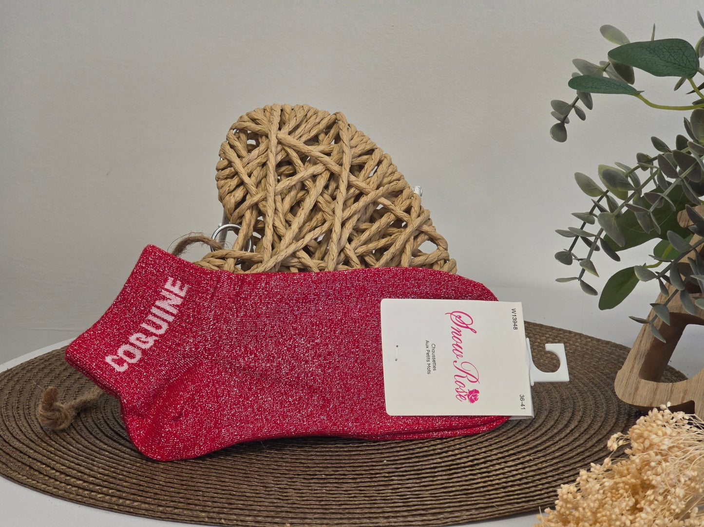 COQUINE - Socquette à Paillette Rouge