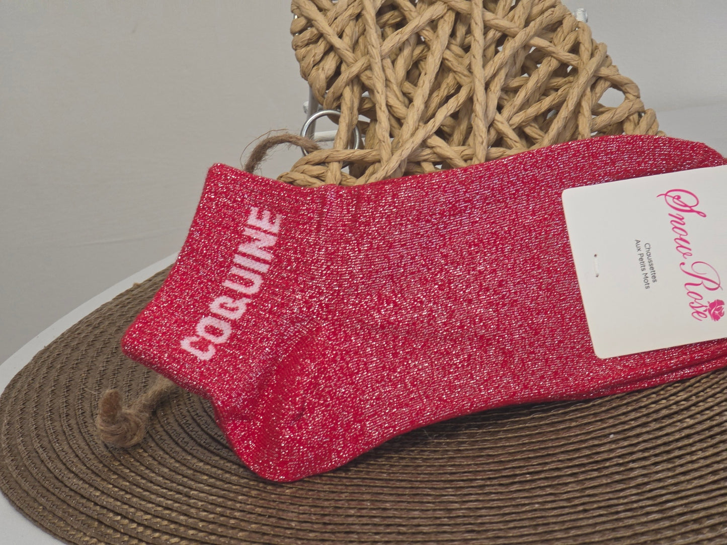 COQUINE - Socquette à Paillette Rouge