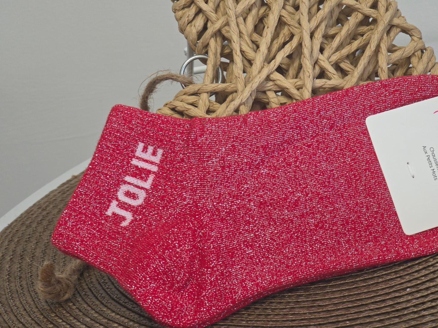 JOLIE - Socquette à Paillette Rouge