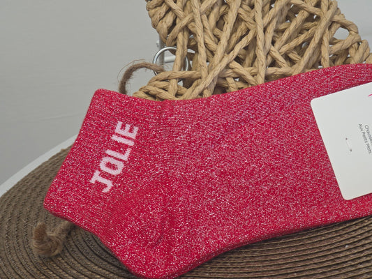 JOLIE - Socquette à Paillette Rouge