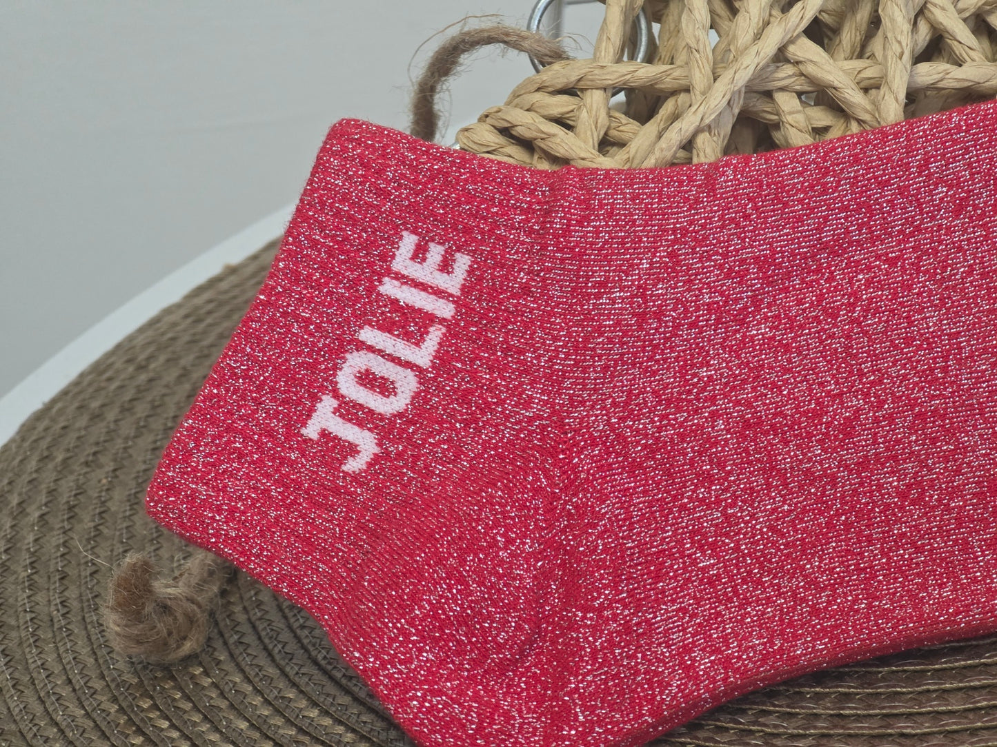 JOLIE - Socquette à Paillette Rouge