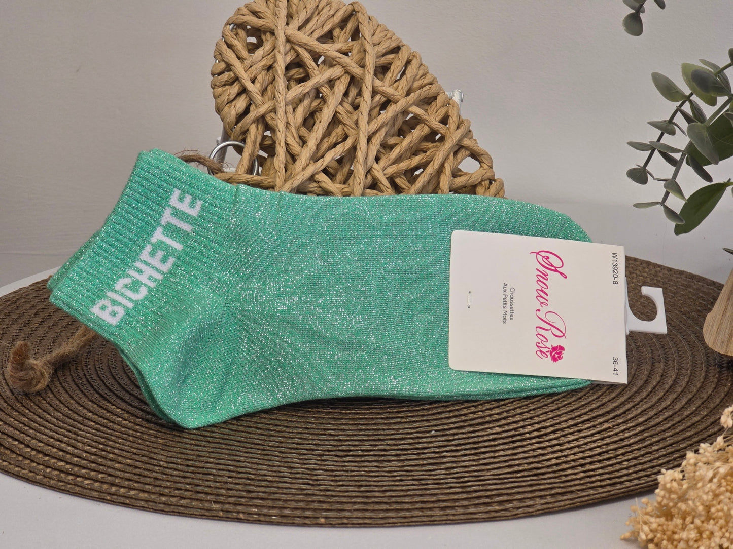 BICHETTE - Socquette à Paillette Vert