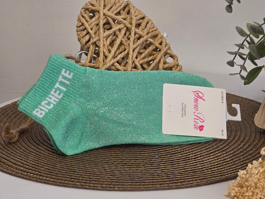 BICHETTE - Socquette à Paillette Vert
