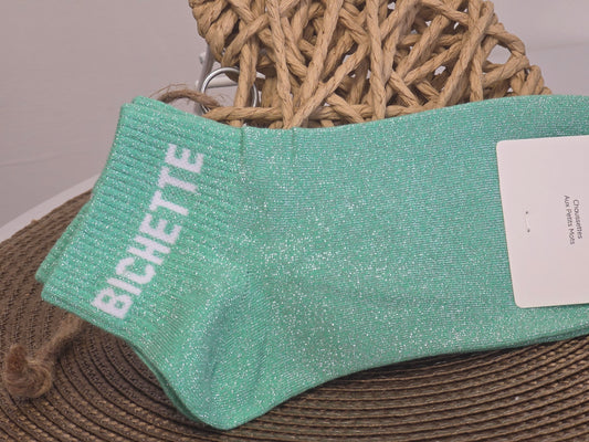 BICHETTE - Socquette à Paillette Vert