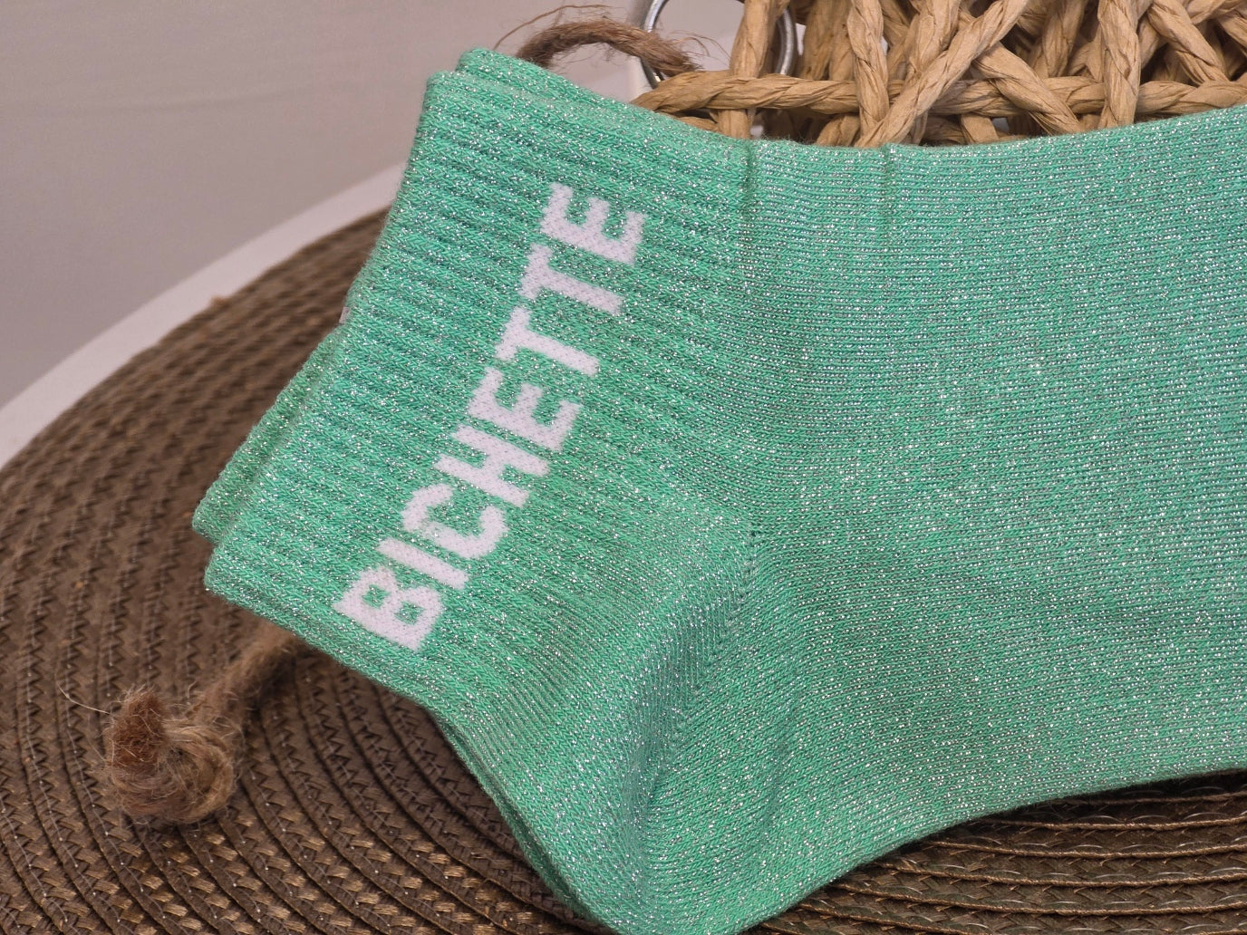BICHETTE - Socquette à Paillette Vert
