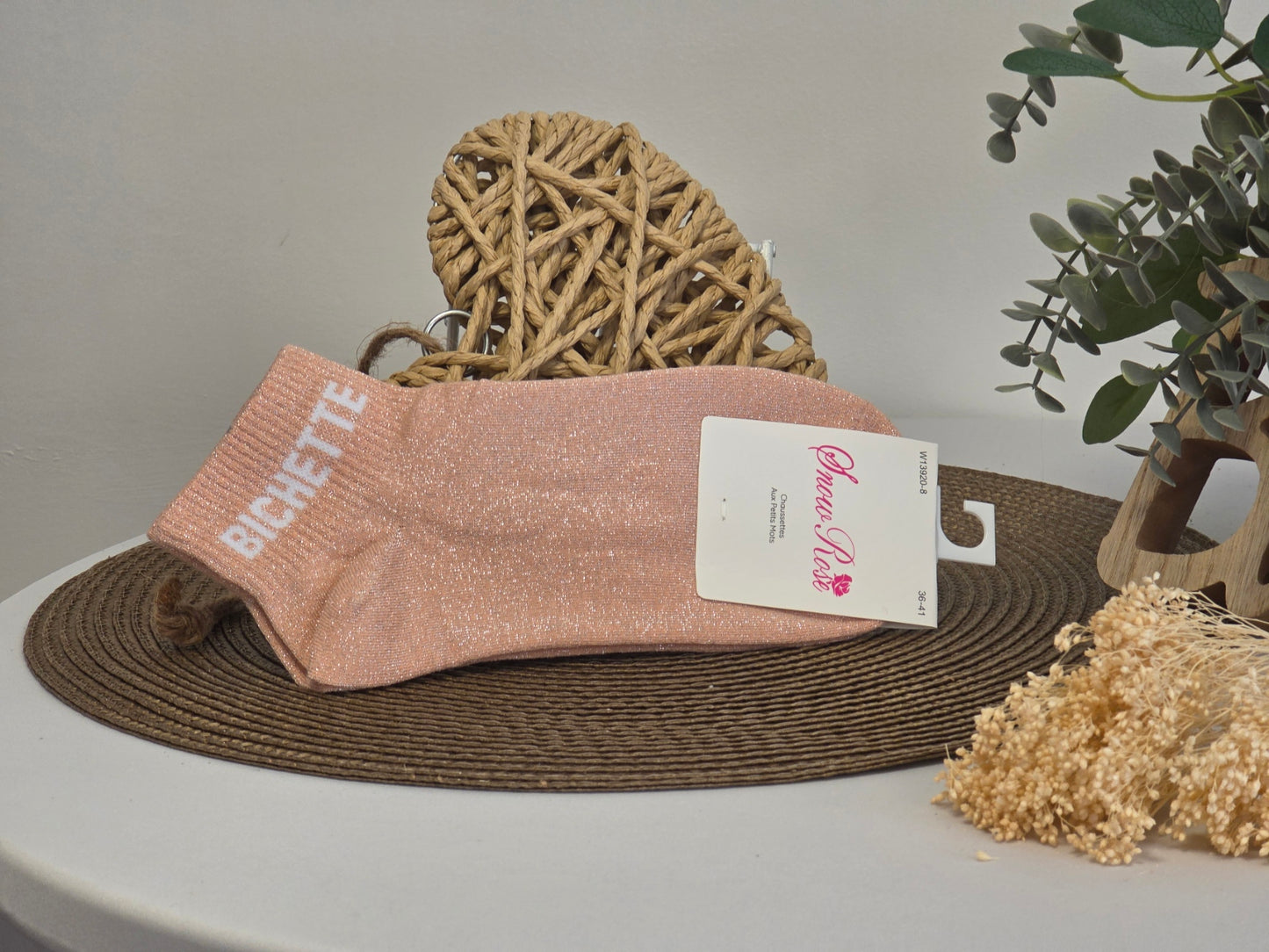 BICHETTE - Socquette à Paillette Pêche