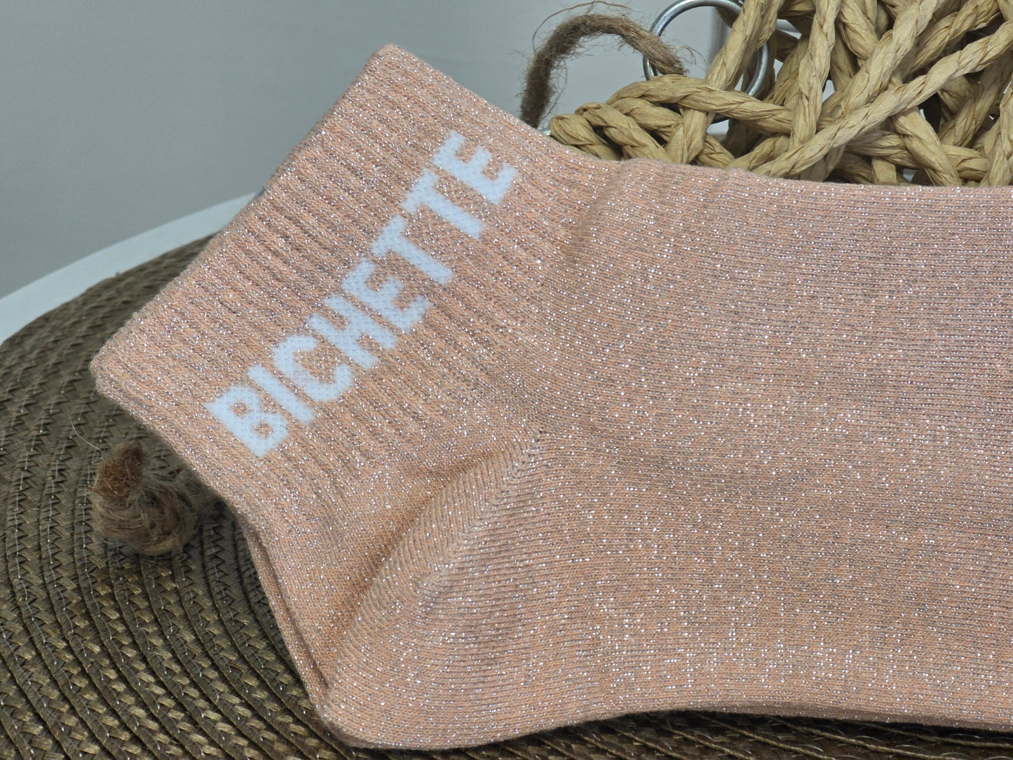 BICHETTE - Socquette à Paillette Pêche