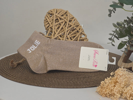 JOLIE - Socquette à Paillette Taupe