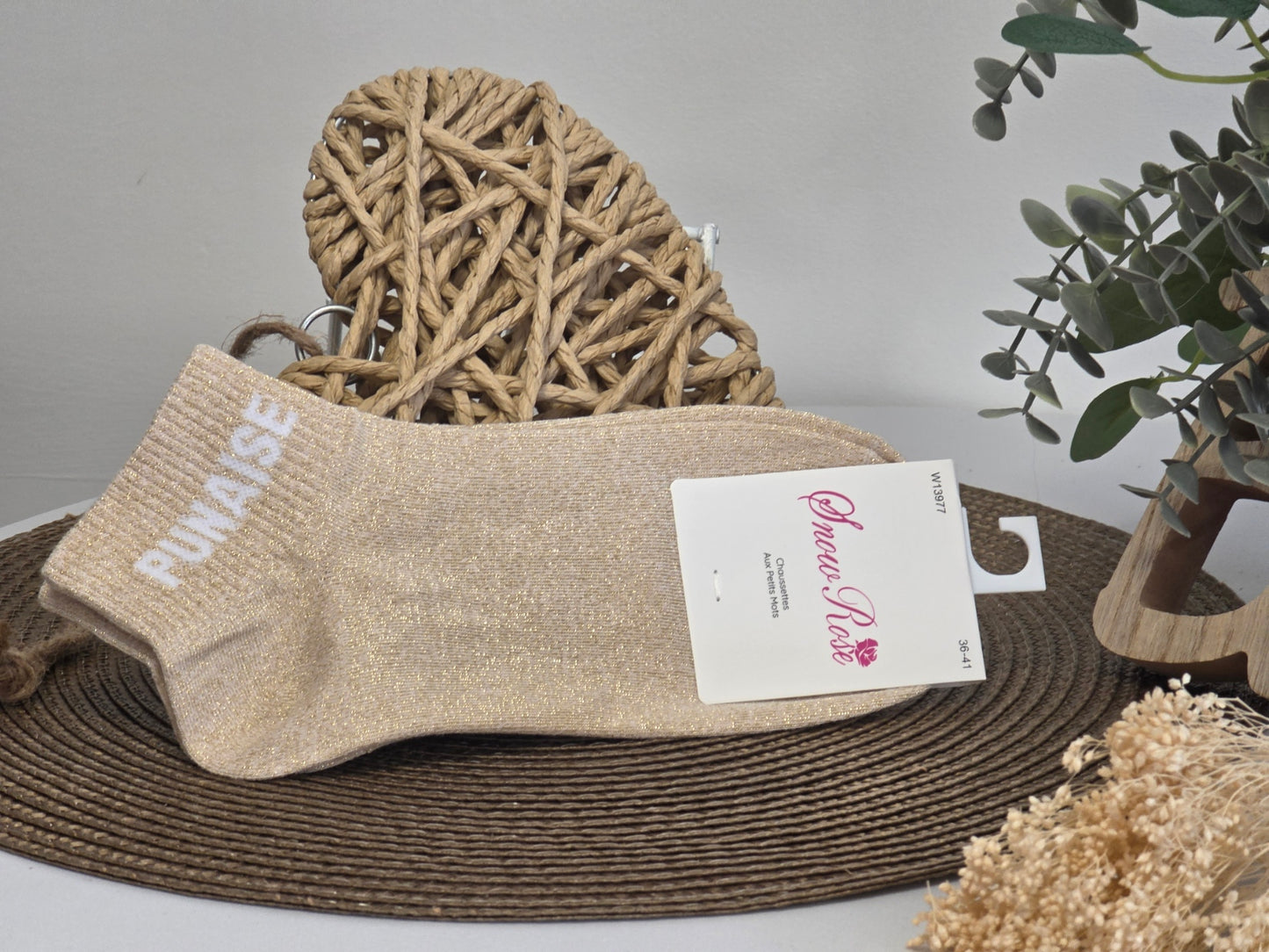 PUNAISE - Peach Sequin Sock