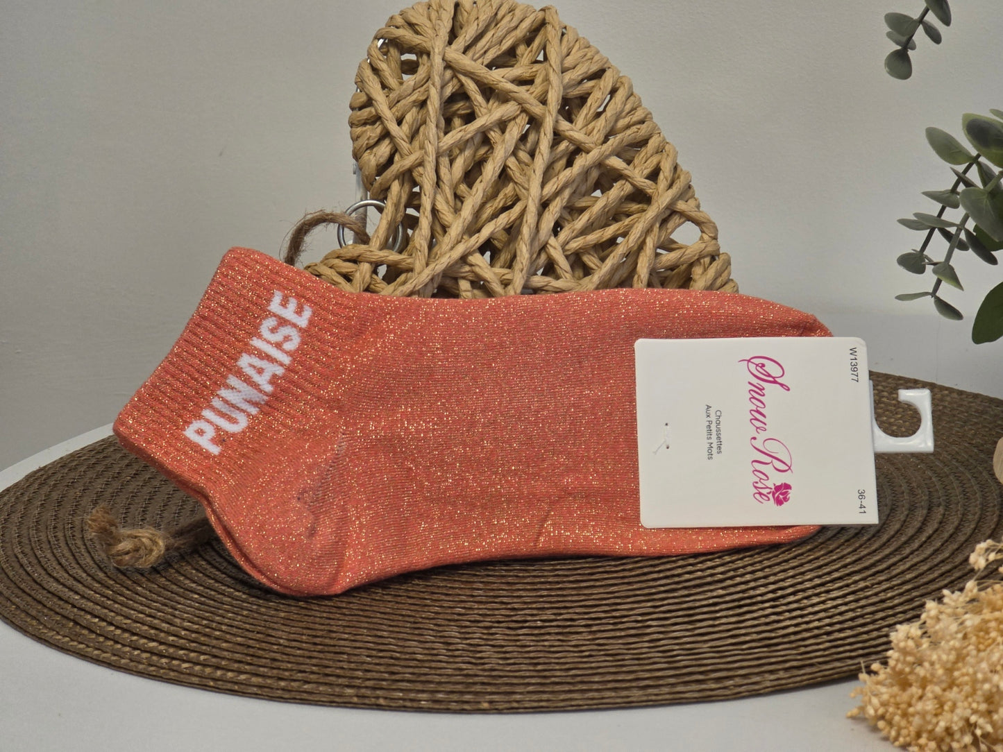 PUNAISE - Orange Sequined Sock