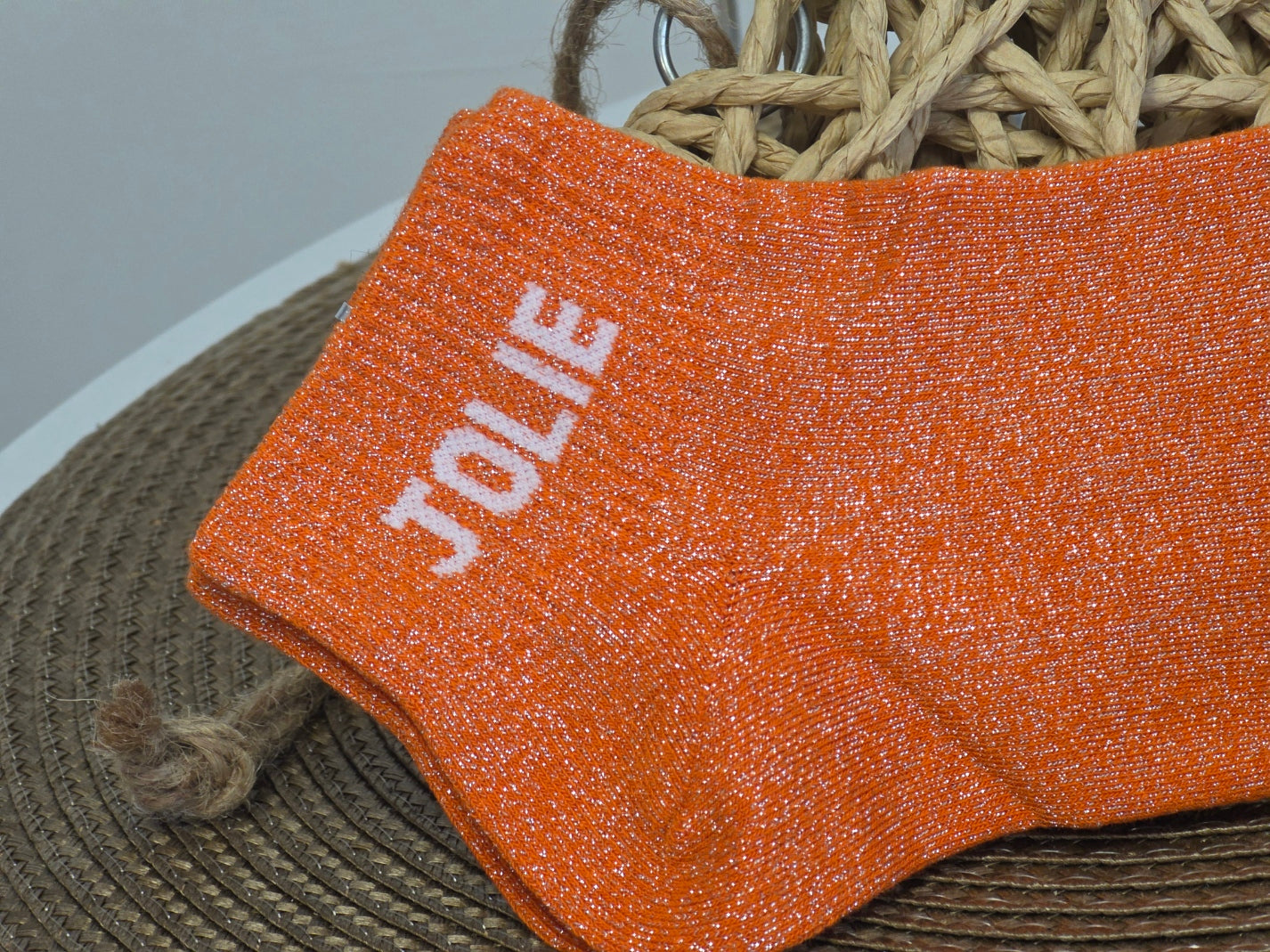 JOLIE - Socquette à Paillette Orange