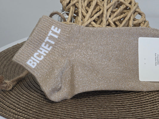 BICHETTE - Socquette à Paillette Taupe