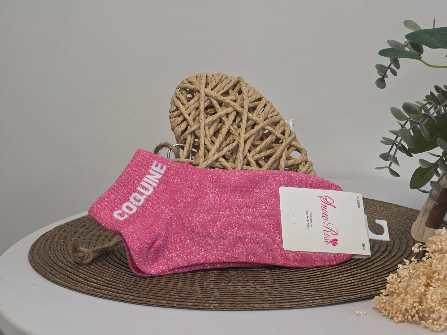 COQUINE - Socquette à Paillette Rose