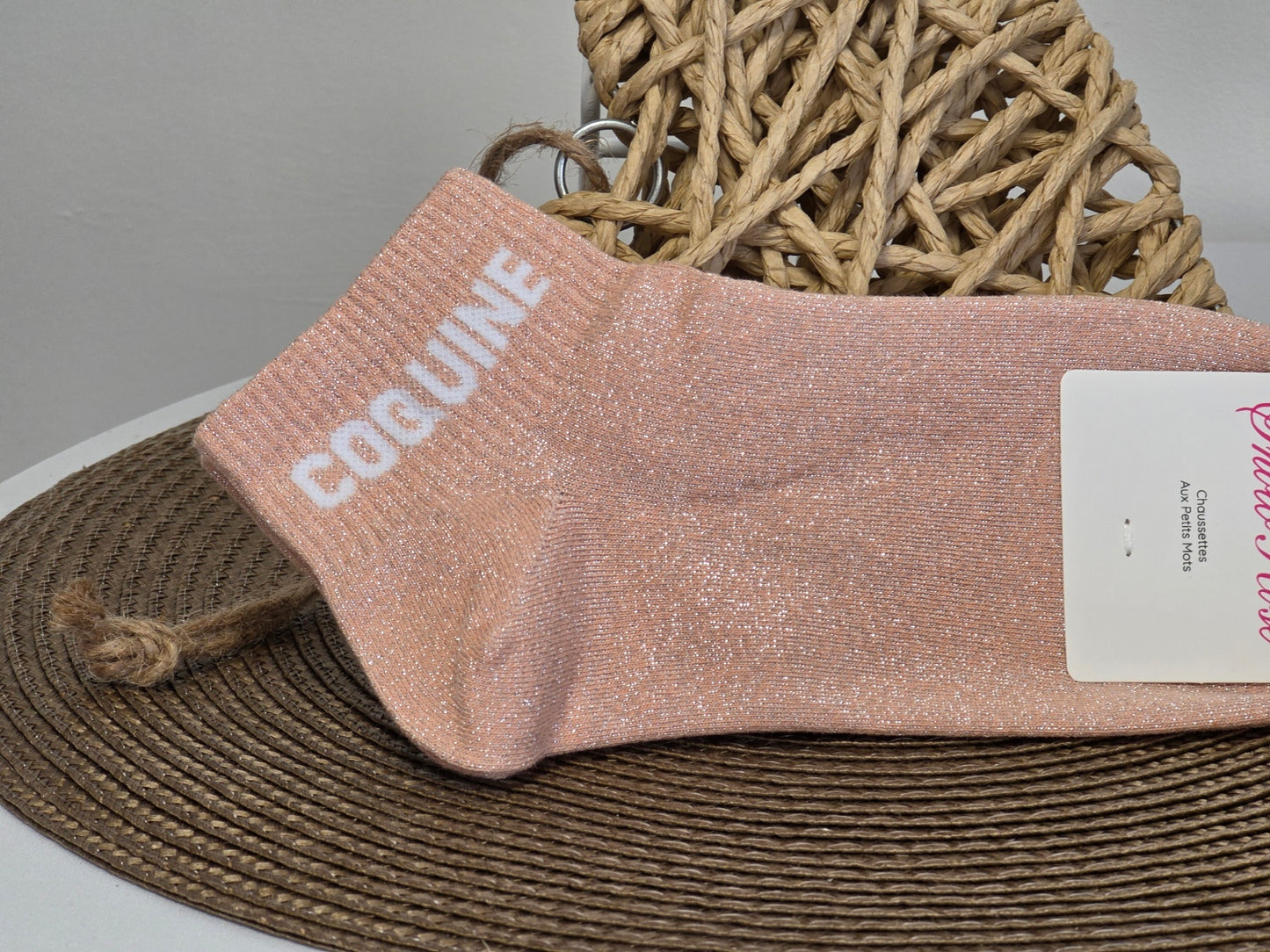 COQUINE - Socquette à Paillette Pêche