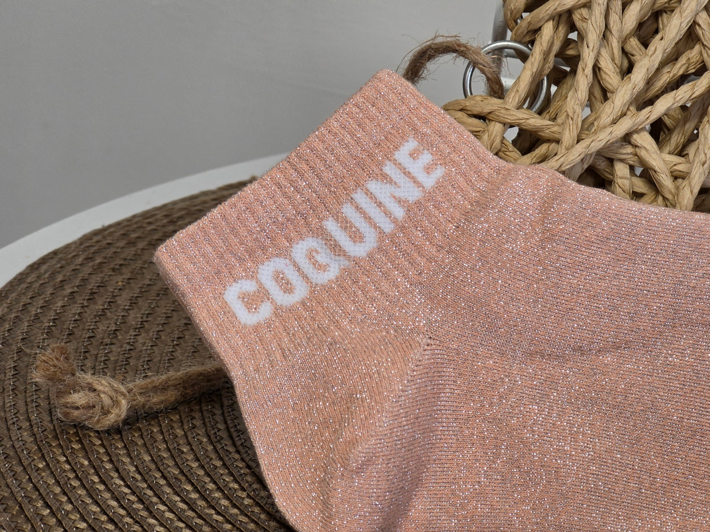 COQUINE - Socquette à Paillette Pêche